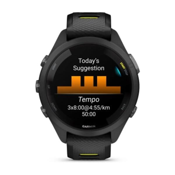 Garmin Forerunner 265S išmanusis sportinis laikrodis (Juodos / Amp yellow spalvos)