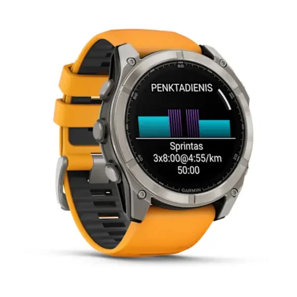 Garmin Fenix 8 AMOLED 51mm Sapphire išmanusis sportinis laikrodis (Titano spalvos)