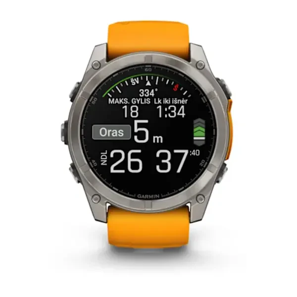 Garmin Fenix 8 AMOLED 51mm Sapphire išmanusis sportinis laikrodis (Titano spalvos)