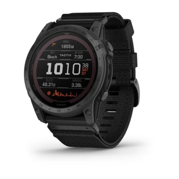 Garmin &bdquo;tactix&reg; 7 &ndash; Pro Ballistics Edition&ldquo; i&scaron;manusis  laikrodis Saulės energija maitinamas taktinis GPS laikrodis su taikomąja balistine programa ir nailoniniu dirželiu