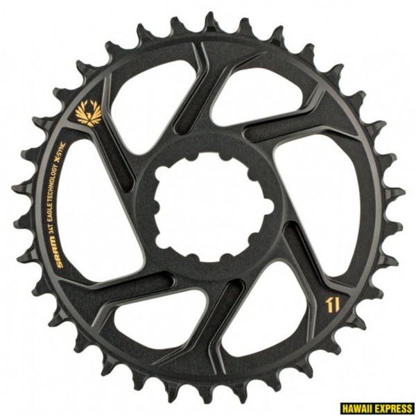 Priekinė žvaigždė SRAM X-SYNC 2 34T Direct Mount 6mm Offset Alum Eagle Gold