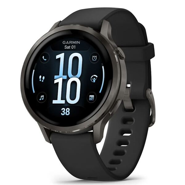 Garmin Venu® 4 – 41 mm Lunar Slate with Black Silicone išmanusis laikrodis