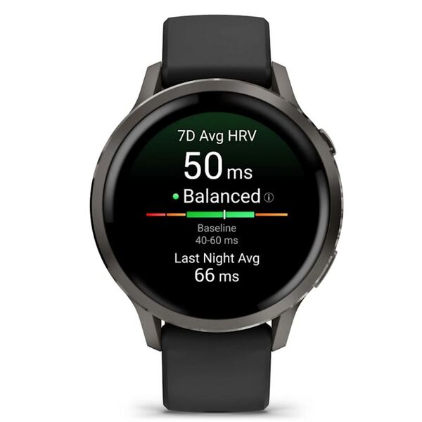 Garmin Venu® 4 – 41 mm Lunar Slate with Black Silicone išmanusis laikrodis