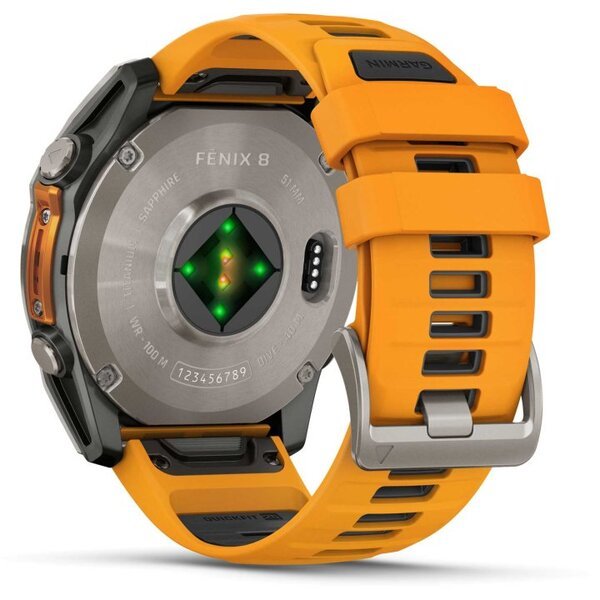 Garmin Fenix 8 AMOLED 51mm išmanusis sportinis laikrodis Sapphire titan orange/grafitgrey