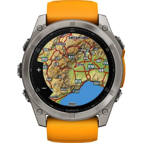 Garmin Fenix 8 AMOLED 51mm išmanusis sportinis laikrodis Sapphire titan orange/grafitgrey