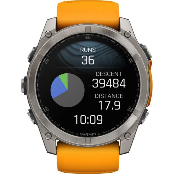 Garmin Fenix 8 AMOLED 51mm išmanusis sportinis laikrodis Sapphire titan orange/grafitgrey