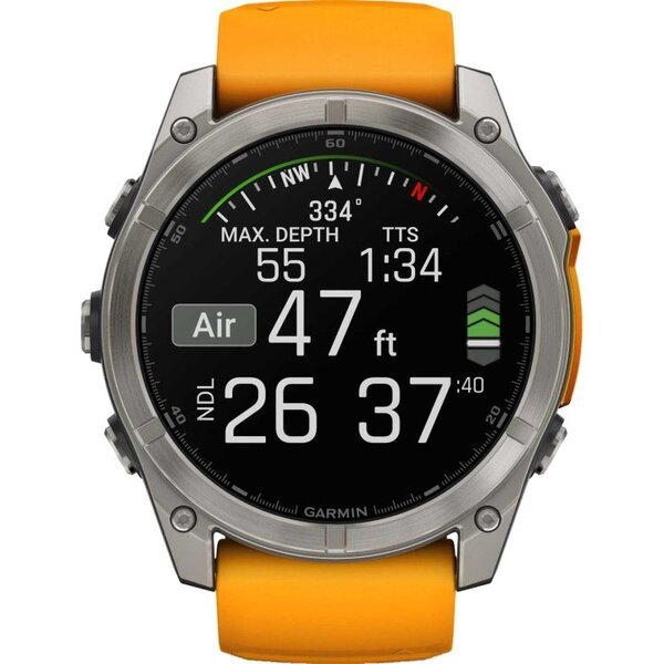 Garmin Fenix 8 AMOLED 51mm išmanusis sportinis laikrodis Sapphire titan orange/grafitgrey