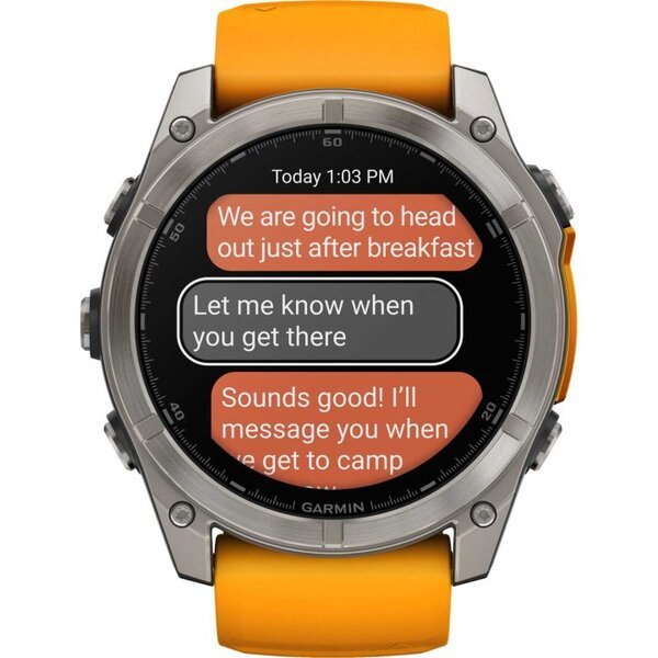 Garmin Fenix 8 AMOLED 51mm išmanusis sportinis laikrodis Sapphire titan orange/grafitgrey