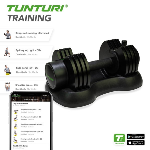 Reguliuojamas hantelis TUNTURI Selector Hanteliai 25kg