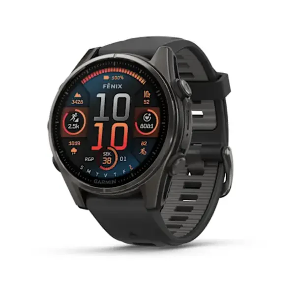 Garmin fēnix 8 43 mm, AMOLED Sapphire, DLC Titanium (Pilkos anglies spalvos)