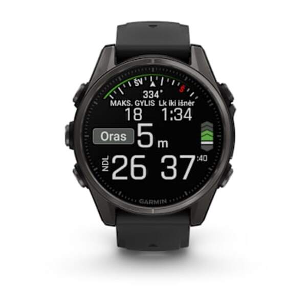 Garmin fēnix 8 43 mm, AMOLED Sapphire, DLC Titanium (Pilkos anglies spalvos)