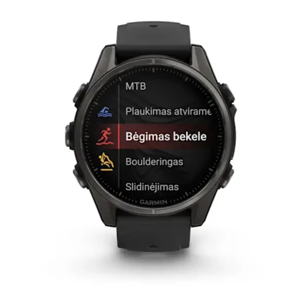 Garmin fēnix 8 43 mm, AMOLED Sapphire, DLC Titanium (Pilkos anglies spalvos)