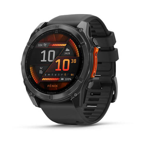 Garmin Fenix 8 AMOLED 51mm i&scaron;manusis sportinis laikrodis  Skalūno pilka su Juodo silikono dirželis 