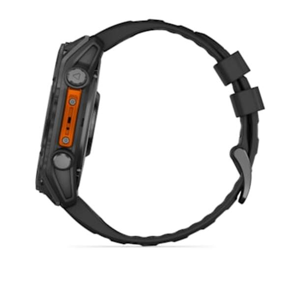Garmin Fenix 8 AMOLED 51mm i&scaron;manusis sportinis laikrodis  Skalūno pilka su Juodo silikono dirželis 