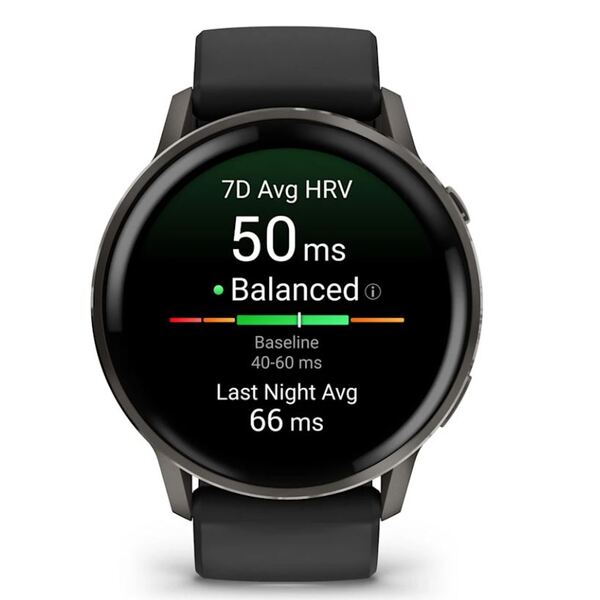 Garmin Venu® 4 – 45 mm Lunar Slate with Black Silicone Silicone išmanusis laikrodis