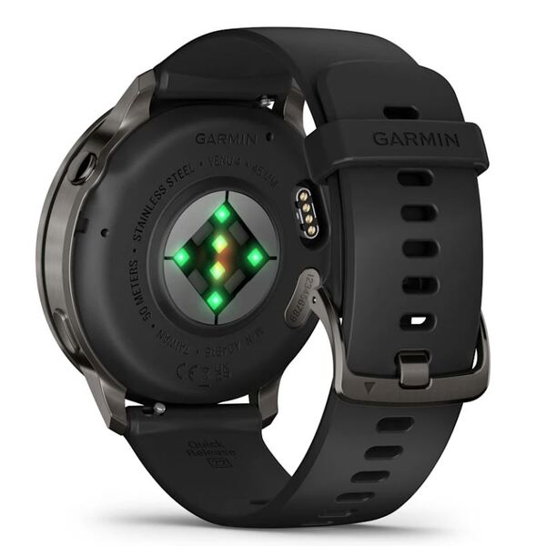 Garmin Venu® 4 – 45 mm Lunar Slate with Black Silicone Silicone išmanusis laikrodis