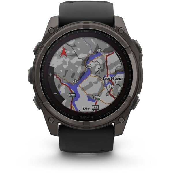 Garmin Fenix 8 AMOLED 51mm išmanusis sportinis laikrodis Sapphire, Carbon grey DLC titanium with Black/pebble grey