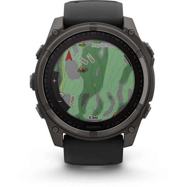 Garmin Fenix 8 AMOLED 51mm išmanusis sportinis laikrodis Sapphire, Carbon grey DLC titanium with Black/pebble grey