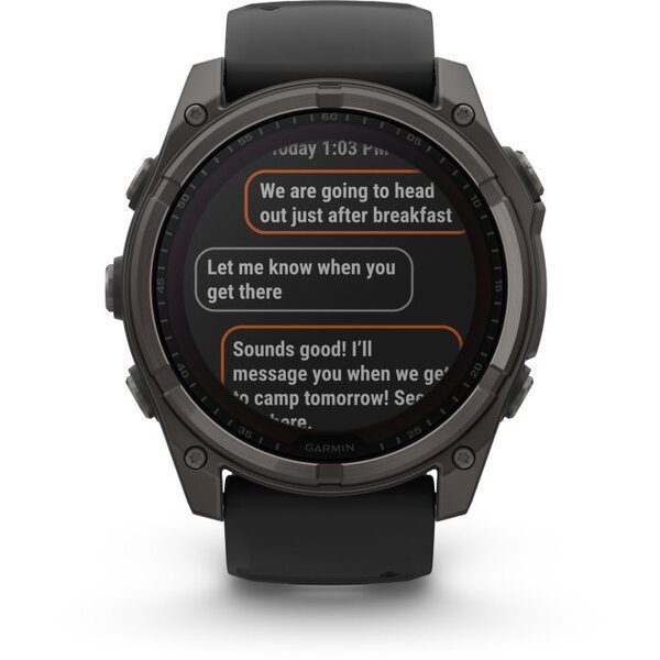 Garmin Fenix 8 AMOLED 51mm išmanusis sportinis laikrodis Sapphire, Carbon grey DLC titanium with Black/pebble grey