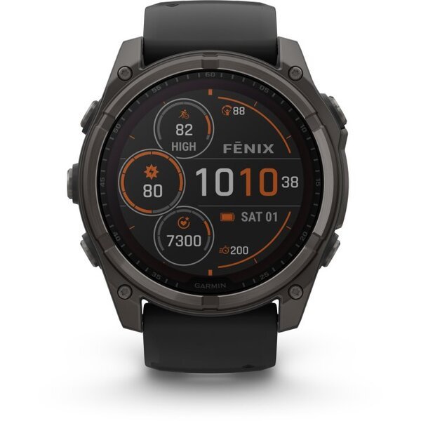 Garmin Fenix 8 AMOLED 51mm išmanusis sportinis laikrodis Sapphire, Carbon grey DLC titanium with Black/pebble grey
