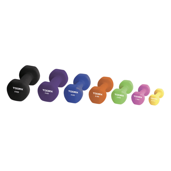 Hantelis TOORX neopreno hanteliai, violetiniai, 1 kg