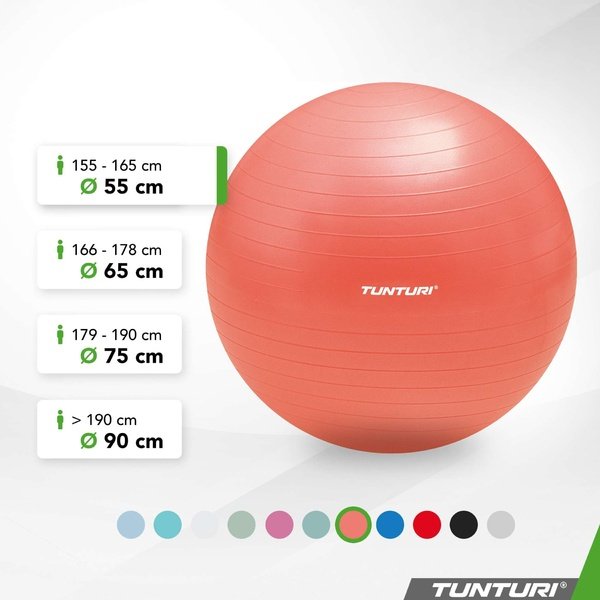 Gimnastikos kamuolys TUNTURI Gymball 55 cm, atsparus sprogimams, rožinio aukso spalvos
