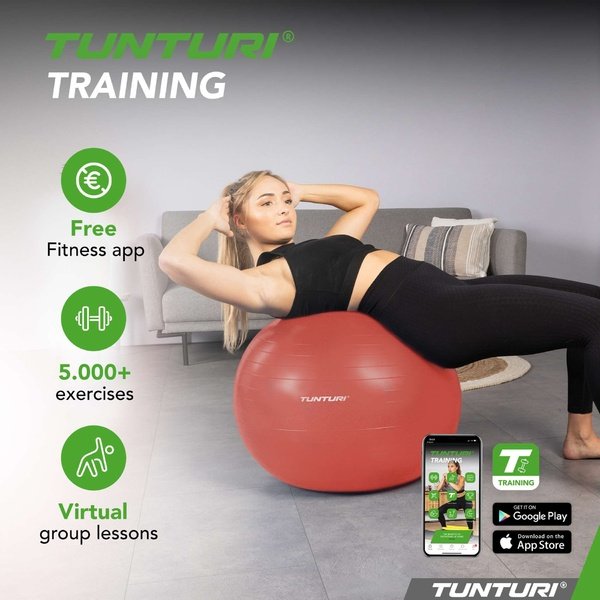 Gimnastikos kamuolys TUNTURI Gymball 55 cm, atsparus sprogimams, rožinio aukso spalvos