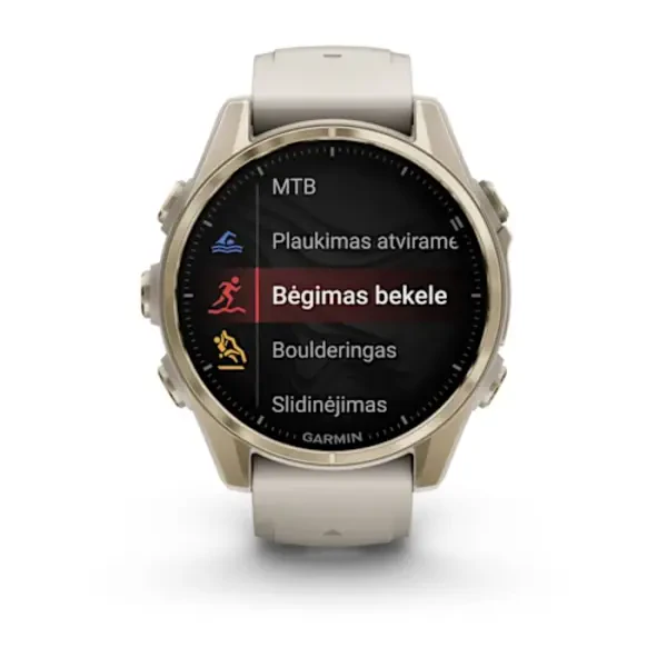 Garmin fēnix 8 43 mm, AMOLED Sapphire išmanusis sportinis laikrodis (Šviesaus aukso spalvos)
