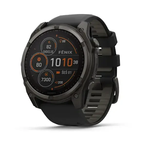 Garmin fenix 8 - 51 mm, Solar, Sapphire, DLC titanium išmanusis sportinis laikrodis (Carbon Grey Spalvos)