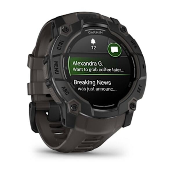 Garmin Instinct&reg; 3 &ndash; 50 mm, AMOLED i&scaron;manusis sportinis laikrodis Juodas su anglies spalvos dirželiu 