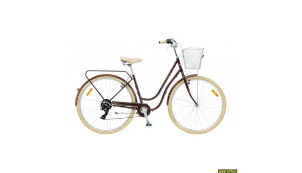 Dviratis 28  CLASSIC DELUXE 7 28  brown + silver basket classic